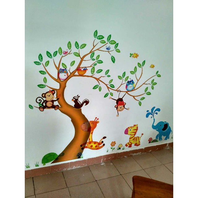 吉朵芸卡通树2片装墙贴家装家饰儿童房卡通墙贴纸可移除卧室可爱动物