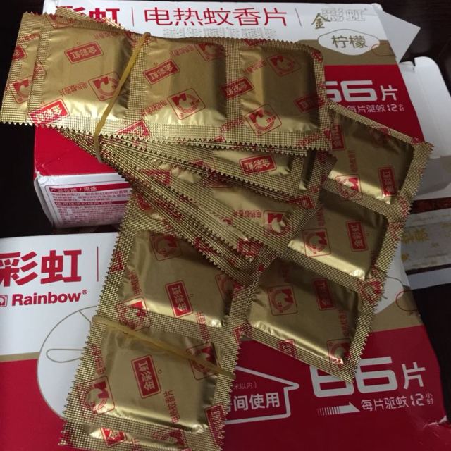 彩虹rainbow电蚊香片灭蚊片66片柠檬味无电蚊香器电热蚊香片替换装