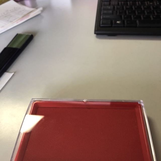 deli得力9864方形透明外壳快干印台印泥印油支持即印即干红色1盒装