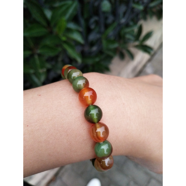 左传七彩孔雀玛瑙单圈手串8mm色彩艳丽孔雀玛瑙