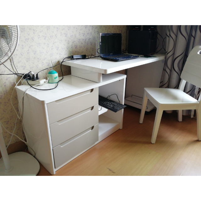 全友家居书房家具白色可伸缩书桌卧室电脑桌台式写字台120321书桌不含