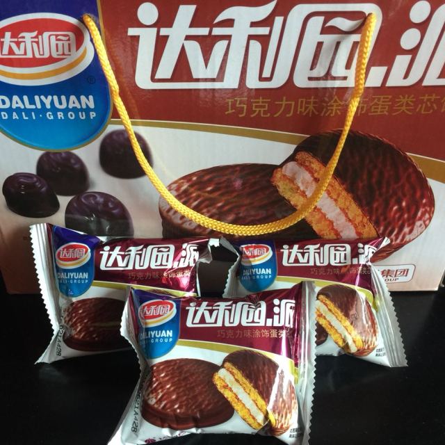 年货礼盒达利园糕点面包零食巧克力派1000g巧克力味
