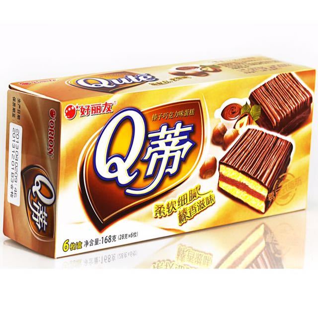 好丽友orion糕点q蒂蛋糕摩卡巧克力味168g盒6枚蛋糕礼盒