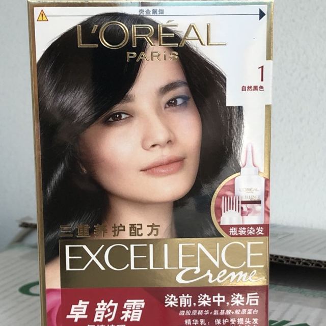 欧莱雅loreal卓韵霜赋活养护染发霜1号自然黑色染发剂新老包装随机