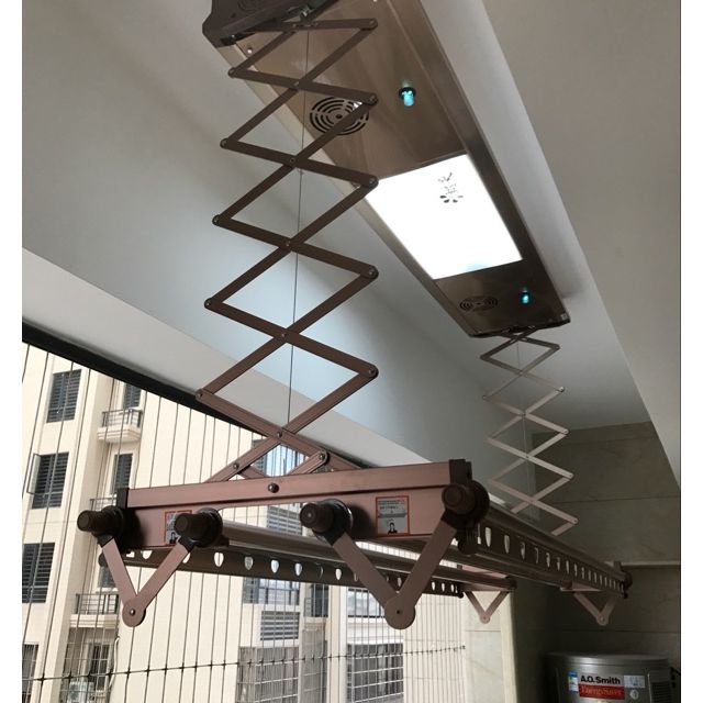 邦禾电动晾衣架升降双杆式阳台自动升降智能晒衣架不锈钢遥控折叠可