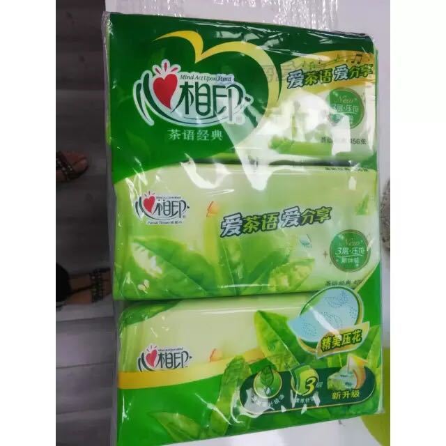 心相印茶语三层压花软抽纸152抽3包