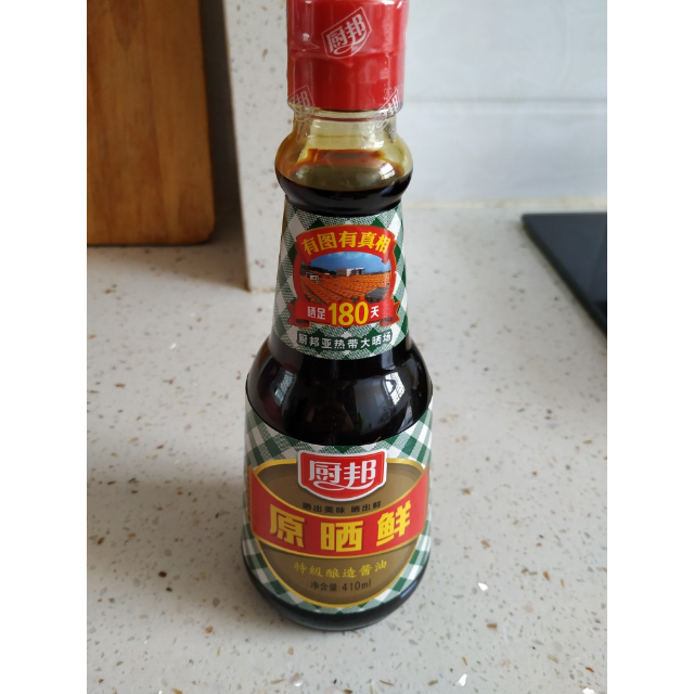 厨邦原晒鲜410ml瓶装调味品酿造酱油生抽晒足180天味道鲜美烹饪炒菜