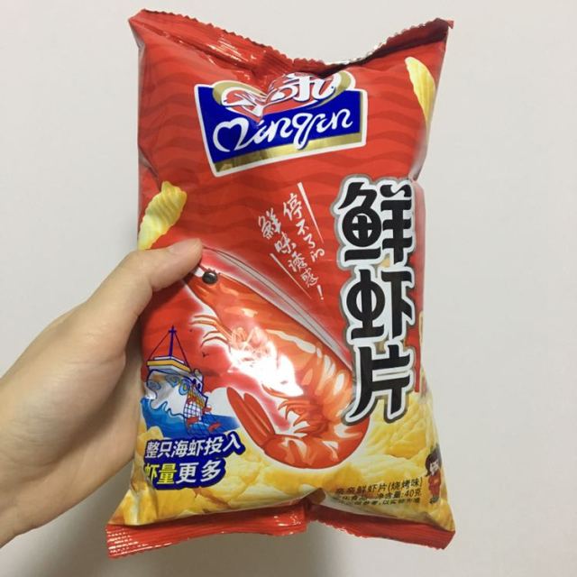 > 亲亲 膨化食品 鲜虾片 烧烤味40g(休闲零食)商品评价 > 买了一堆