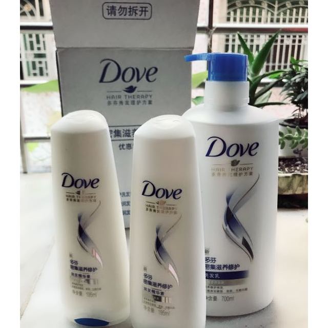 多芬(dove)洗护套装 密集滋养修护洗发水700ml 护发素195ml*2【联合