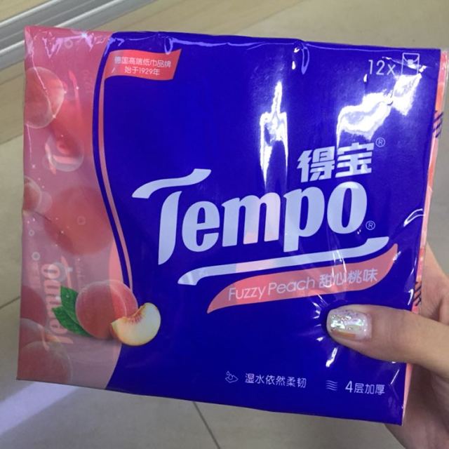 tempo/得宝 手帕纸 迷你4层*12包(甜心桃味) 纸手帕餐巾纸小包纸巾手