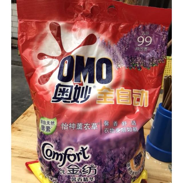 奧妙(omo) 全自動無磷洗衣粉4kg 含金紡馨香精華 怡神薰衣草(新老包裝