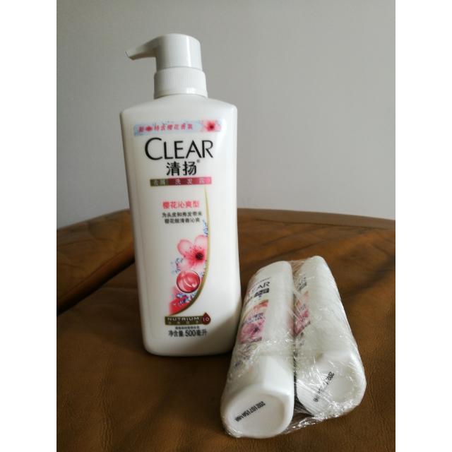 清扬去屑洗发水樱花沁爽洗发露500ml 100ml*2瓶樱花香氛男女通用洗发