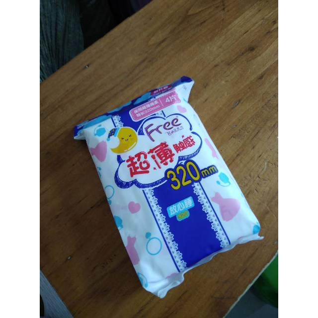 free飞特长夜用超薄棉柔表层超薄320mm4片卫生巾