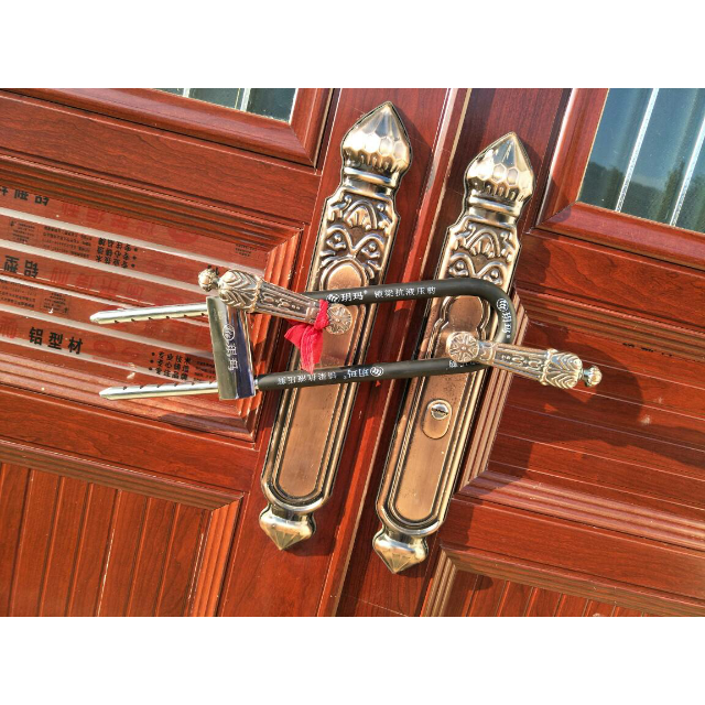 玥玛抗剪玻璃门锁双门双开玻璃门锁具超b级月牙锁芯u型锁防盗锁电动车