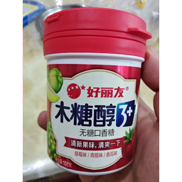 好麗友orion無糖口香糖木糖醇3草莓味青提味香瓜味101g瓶