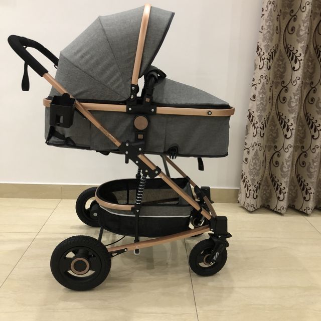 贝丽可高景观婴儿推车四轮避震可坐可躺婴儿车双向推行轻便折叠宝宝手