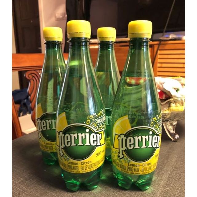 柠檬塑料瓶巴黎水perrier天然气泡矿泉水柠檬味塑料瓶装500ml24瓶箱矿