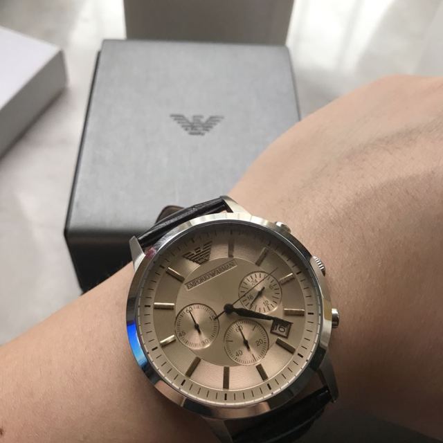 ar2433 阿玛尼emporio armani手表 简约时尚质感皮带三眼计时男士石英