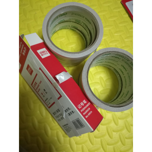 得力30400小双面胶带棉纸胶带9mm10y双面胶80um手工胶带学生胶带