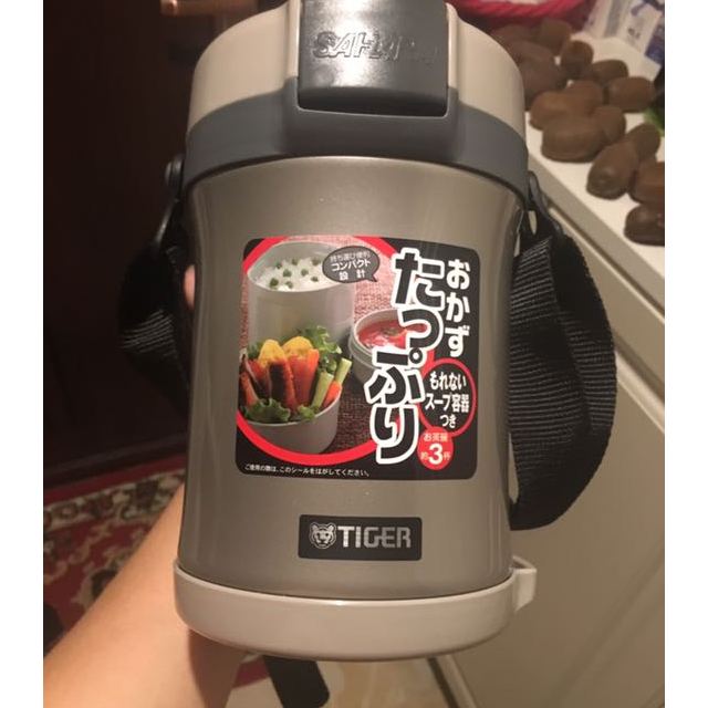 虎牌tiger正品日本不鏽鋼便當盒保溫飯盒附筷子和肩帶lwua17cse