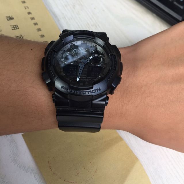 卡西歐男手錶男 g-shock黑金防水運動手錶gshock男表ga-110gb ga-100