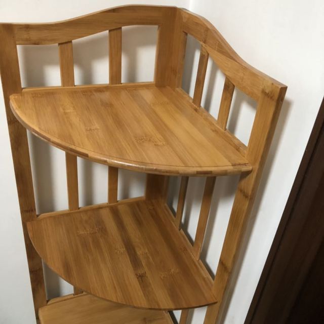 落地五层书架实木花架子墙角置物架搁板梯形收纳架a高清大图|实物图