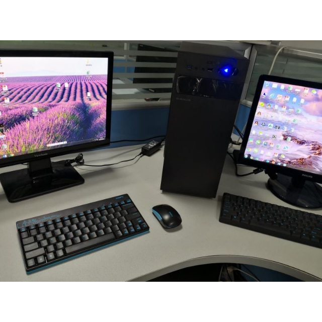 奔腾g45608g120g升240g一分为二主机办公台式电脑一台主机两台显示器