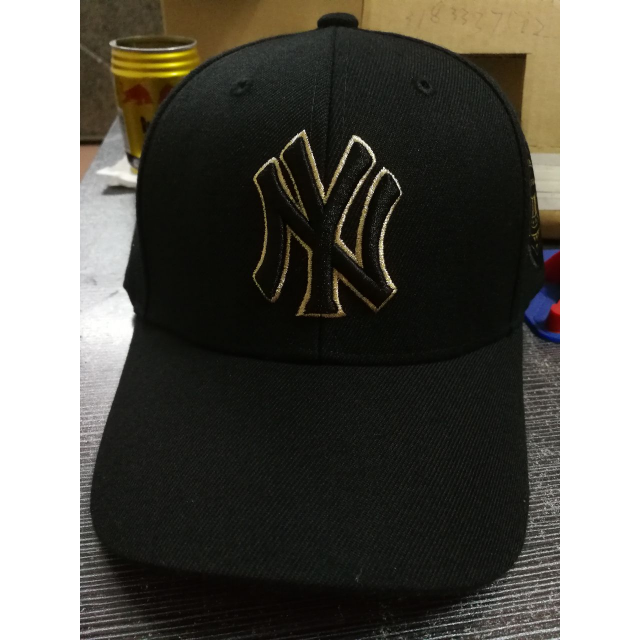mlb美职棒棒球帽ny金丝边帽子男时尚百搭鸭舌帽可调节男女款帽子黑色