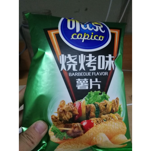 可比克膨化食品燒烤味薯片60g休閒零食