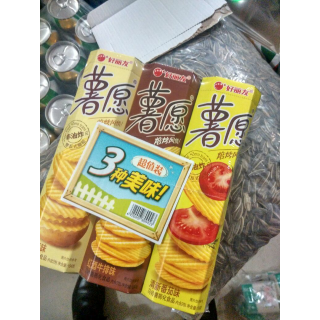 好丽友orion薯片薯愿三连包312g组休闲零食休闲零食薯片膨化新老包装