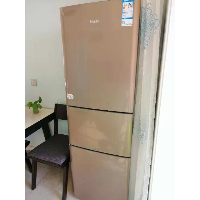 海尔(haier)三开门冰箱206升冷藏软冷冻静音bcd-206stpp小型家用超薄