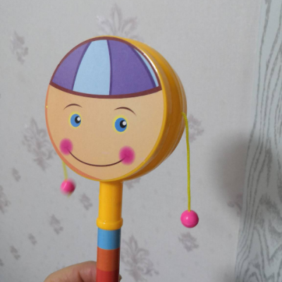 儿童玩具多款表情卡通双面手摇铃趣味拨浪鼓 婴儿早教玩具 款式随机