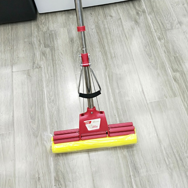 好媳妇 双排大滚轮33cm不锈钢吸水胶棉拖把 海绵拖 地拖 送1个替换头