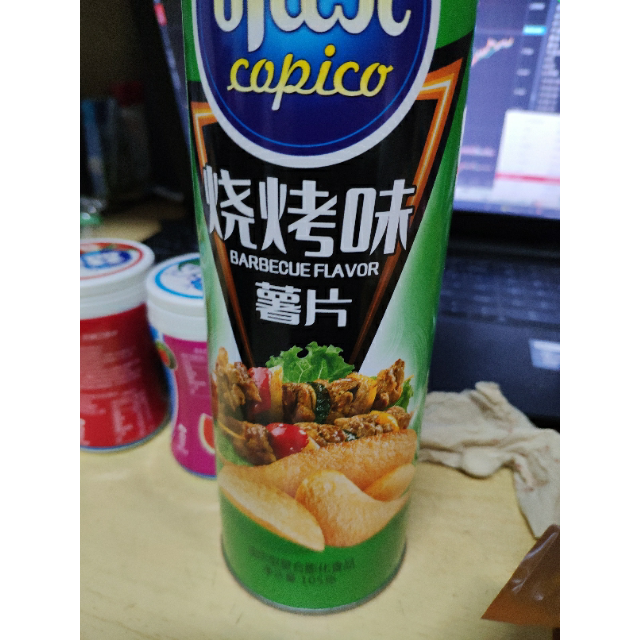 可比克膨化食品烧烤味薯片105g休闲零食