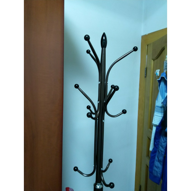 衣帽架欧式衣架落地挂衣架卧室衣服架挂衣杆挂钩衣架大理石底座咖啡色