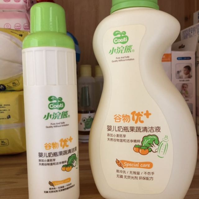 小浣熊谷物婴儿宝宝奶瓶清洁剂清洗液果蔬洗涤剂800ml300ml