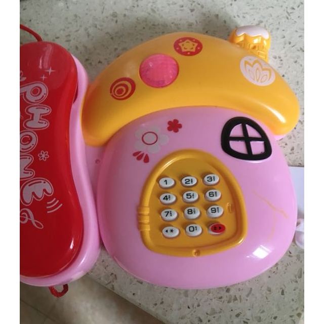 儿童益智早教玩具电话婴幼儿启蒙卡通蘑菇音乐电话机 蘑菇电话机/颜色