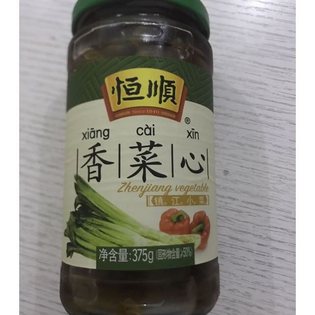 恒顺香菜心375克爽口菜心酱菜泡菜榨菜咸菜下饭菜瓶装早餐必备厨房