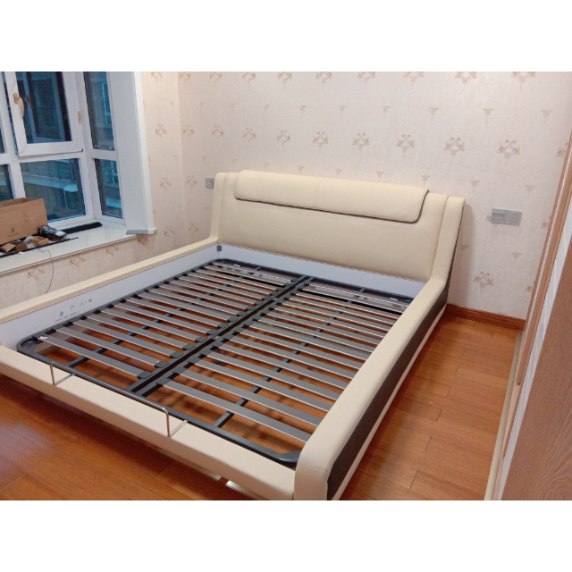 手抓包米黄色皮床排骨架180200cm