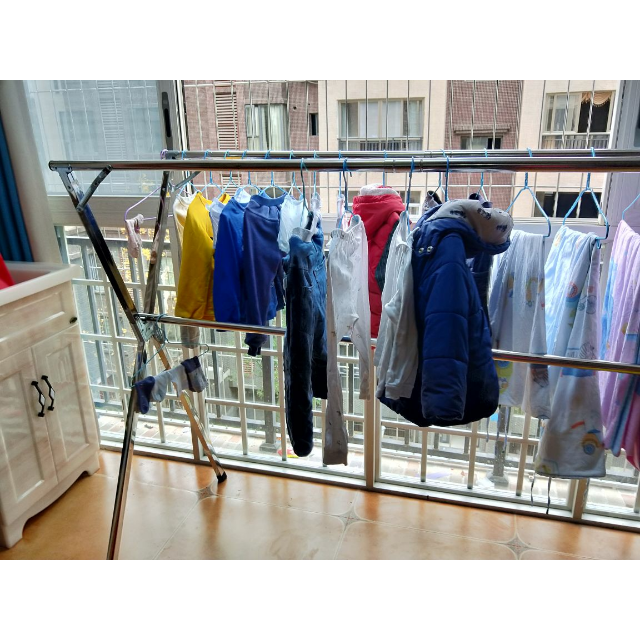 晾衣架不锈钢落地折叠x型双杆衣杆阳台室内挂衣伸缩晒衣架尊贵款20米