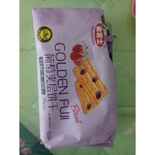 金富士量贩装葡萄夹层饼干320g早餐代餐休闲甜零食糕点心葡萄味