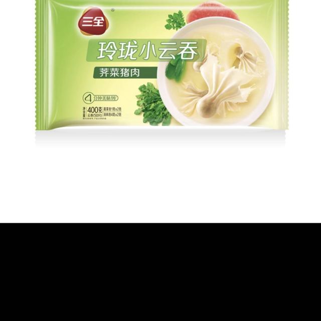 > 三全 玲珑小云吞荠菜猪肉400g(50只)2人份 新鲜美味 馄饨 速冻商品