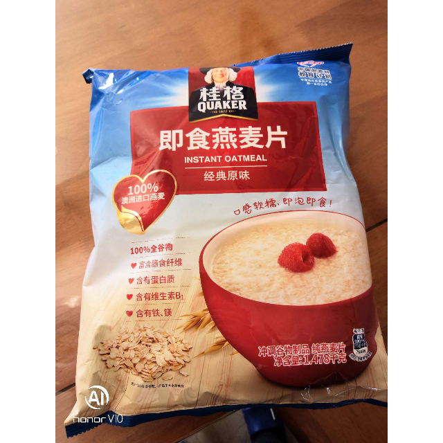 桂格(quaker) 即食燕麥片 經典原味1478g*2包 營養早餐衝飲免煮代餐