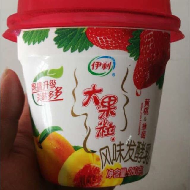 伊利大果粒风味发酵乳黄桃草莓酸奶260g盒