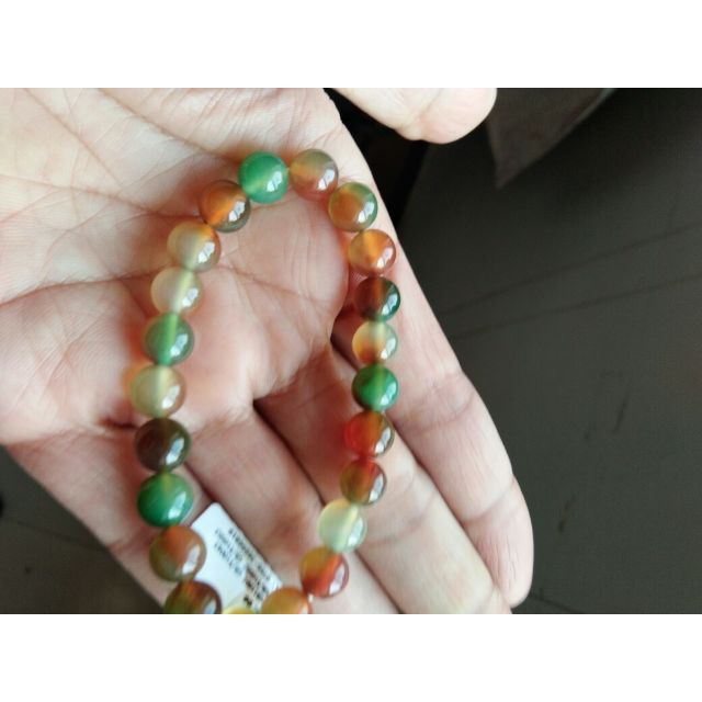 左传七彩孔雀玛瑙单圈手串8mm色彩艳丽孔雀玛瑙