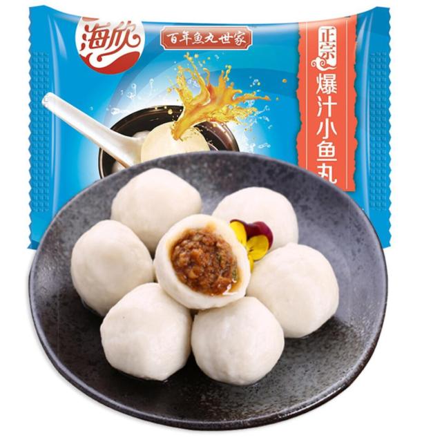 > 海欣正宗爆汁小鱼丸500g火锅食材麻辣烫关东煮火锅丸豆捞烧烤食材