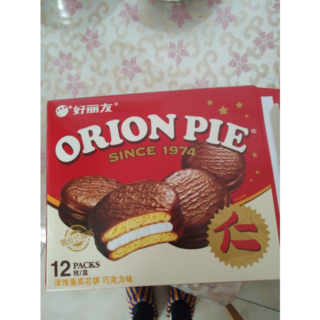 好丽友orion糕点巧克力派408g盒12枚蛋糕礼盒