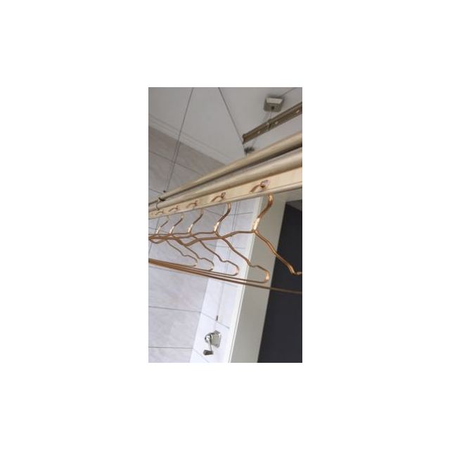 盼盼手摇晾衣架室内外阳台家用晾衣杆三杆式手动升降凉衣架晒衣架香槟