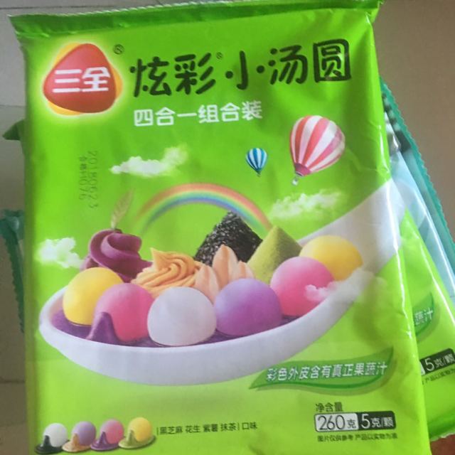 > 三全炫彩小湯圓混合裝口味(黑芝麻,花生,紫薯,抹茶)商品評價 > 不