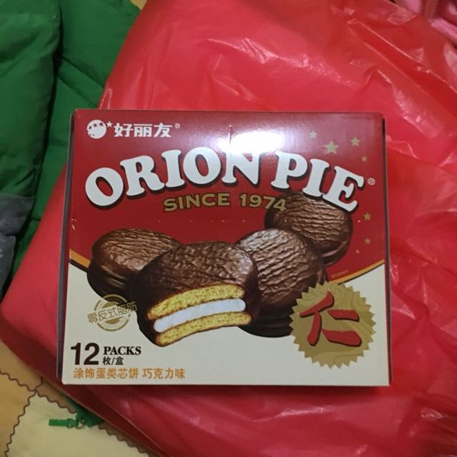 好丽友orion糕点巧克力派408g盒12枚蛋糕礼盒